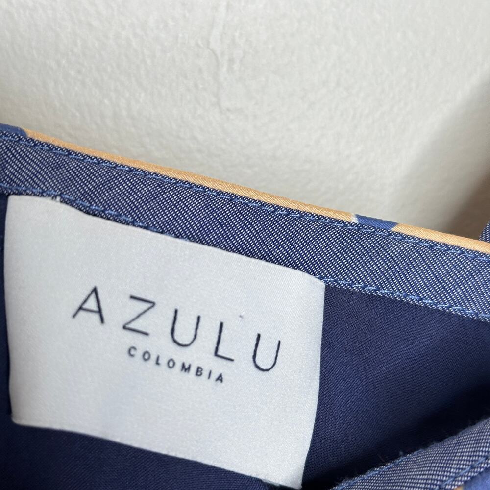 AZULU x BHLDN Kano Flutter Sleeve Maxi Dress Blue Dots Tan Sz 0 $440 {II4} - Picture 6 of 7